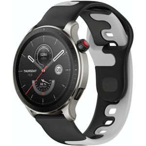 Voor Amazfit GTR 4 22 mm dubbele kleur siliconen horlogeband (zwart + grijs)