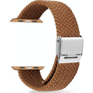 Gevlochten + roestvrijstalen vervangende horlogebanden voor Apple Watch Series 6 & SE & 5 & 4 44mm / 3 & 2 & 1 42mm (Bruin Geel)