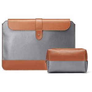 Horizontale Microfiber Kleur Matching Notebook Liner Bag  Stijl: Liner Bag + Power Bag (grijs + bruin)  Toepasselijk Model: 11 -12 inch