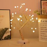 36 LED's Pearl Tree Koperdraad tafellamp Creatieve decoratie Touch Control Nachtlamp (Warm Wit Licht)