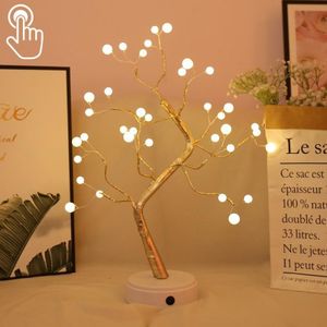 36 LED's Pearl Tree Koperdraad tafellamp Creatieve decoratie Touch Control Nachtlamp (Warm Wit Licht)