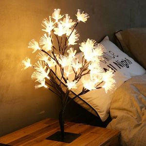 24 Lights Cherry Tree lamp tafellamp kamer lay-out decoratie creatieve bed nacht licht geschenk  stijl: Fiber Optic zwarte boom