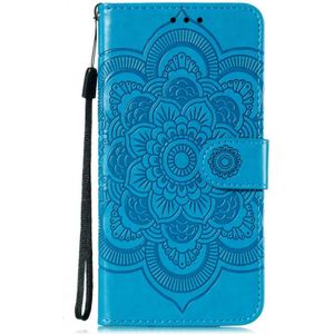 Voor Huawei Honor Play 4 / Maimang 9 / Mate 40 Lite Mandala Relif patroon Horizontaal Flip PU Lederen Case met Holder & Card Slots & Walle & Lanyard(Blauw)
