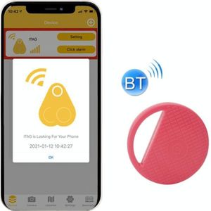 HYC-S9 2 PCS Ronde Bluetooth Object Finder Mobiele Telefoon Tracking Locator Anti-Lost Two-Way Alarm (Roze)