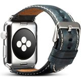 Voor Apple Watch Series 5 & 4 44mm / 3 & 2 & 1 42mm Oil Wax Retro Cowhide Strap Watchband(Blauw)