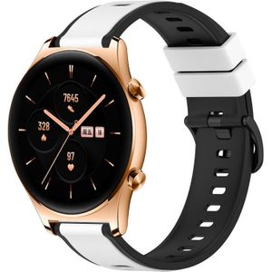 For Honor Watch GS 3 22 mm tweekleurige siliconen horlogeband (wit + zwart)
