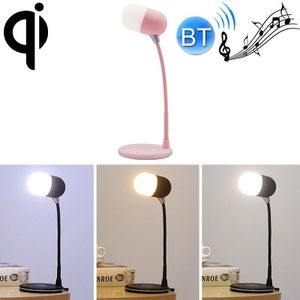 L4 Multifunctioneel draadloos opladen LED-bureaulamp Bluetooth 5.0 Luidspreker(Roze)