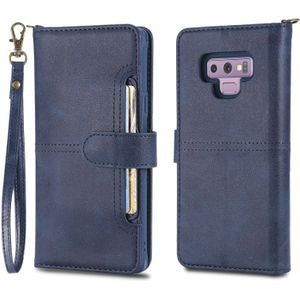Voor Galaxy Note 9 multifunctioneel afneembaar magnetisch horizontaal lederen tas met kaartsleuven & houder & portemonnee & fotoframe(blauw)