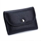 Korte mini slanke top-nerf leder portemonnee kaart tas zip munt zak (zwart)