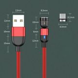 1m 3A Output USB naar Micro USB 540 graden roterende magnetische datasynchronisatie oplaadkabel (rood)