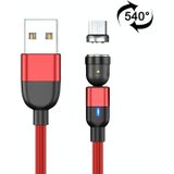 1m 3A Output USB naar Micro USB 540 graden roterende magnetische datasynchronisatie oplaadkabel (rood)