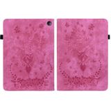 Voor Amazon Kindle Fire 7 2022 Butterfly Rose relif lederen tablethoes (roze rood)