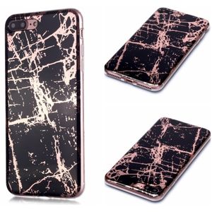 Voor iPhone 7 Plus / 8 Plus Plating Marble Pattern Soft TPU Beschermhoes (Zwart Goud)