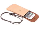 Universele verticale PU lederen Case / telefoon leerzak met koord voor iPhone 6s Plus  Galaxy Note 5 & opmerking 4 / S7 / S6 edge +  Huawei P8 & P7 / eren 6(Pink)