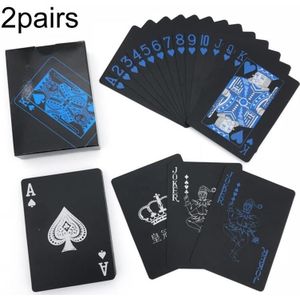 2pairs 54 stks Waterdichte Plastic Poker Tafel Games Kaarten PVC Magische Speelkaarten (Blauw)