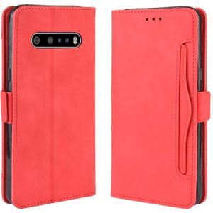 Voor LG V60 ThinQ 5G Wallet Style Skin Feel Kalf Patroon Lederen Case  met aparte kaart sleuf (Rood)