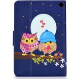 Voor Amazon Kindle Fire 7 2022 Elektrische Horizontale Flat Painted Leather Tablet Case (Paar Uilen)