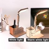 Houten multifunctionele touch USB pennenhouder bureaulamp student Desktop opladen Lees lamp LED oog bescherming tafel lamp  stijl: USB opladen ingebouwde batterij (Maple White)