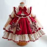 Meisjes herfst en winter lange mouwen Lolita jurk (kleur: rode maat: 120)