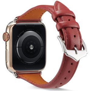 Echte lederen horlogeband voor Apple Watch Series 6 & SE & 5 & 4 44mm / 3 & 2 & 1 42mm(Wine Red)
