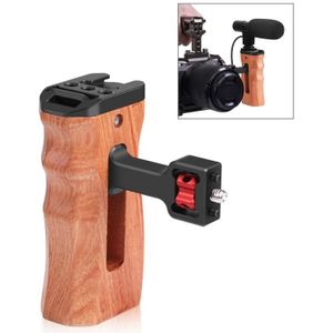 PULUZ 1/4 inch schroef universele camera houten zijhandgreep met koude schoenmontage voor camera kooi stabilisator
