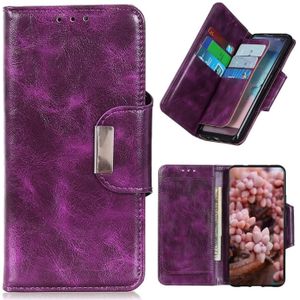For Motorola Moto G52 Crazy Horse Texture Magnetic Flip Leather Phone Case with 6-Card Slots(Purple)