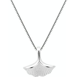 S925 Sterling Silver Ginkgo Blad hangketting (Wit goud)