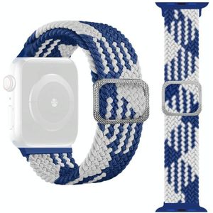 Gesp gevlochten elastische band horlogeband voor Apple Watch Series 6 & SE & 5 & 4 44mm / 3 & 2 & 1 42mm (blauw wit)