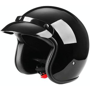 BYB 701 All Seasons retro motorhelm  maat: M (helder zwart)