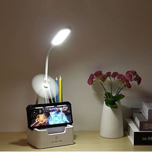 Student USB Charging Bedroom Touch LED Eye Protection Multifunctionele Creative Desk Lamp  Style:With Fan(White)