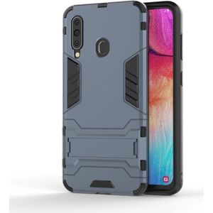 Schokbestendige PC + TPU Case voor Galaxy A60  met houder (marineblauw)