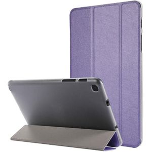 Zijde textuur Drie-voudige horizontale flip lederen tas met houder & pen slot voor Samsung Galaxy Tab A7 Lite 8.7 T220 / T225 (Paars)