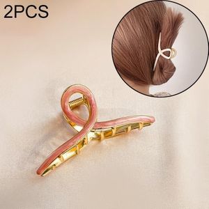 2 PCS Retro Cross Geometrische Wild Hollow Hair Ornament Metal Hair Clip (Roze)