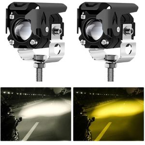 1 paar M1 motorfiets rechthoekige lens schijnwerper extern werklamp (geel wit)