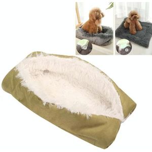 Kennel Dog Mat Dual-Use Winter Warme Kattenbak  Grootte:90x100cm (Geel Wit)