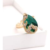 3 PC'S vrouwen mooie Peacock Crystal-achtige ketting ring oorbellen sieraden set