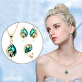 3 PC'S vrouwen mooie Peacock Crystal-achtige ketting ring oorbellen sieraden set