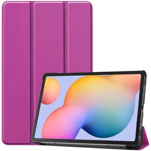 Voor Galaxy Tab S6 Lite 10 4 inch Custer Pattern Pure Color Horizontal Flip Leather Case met drie opvouwbare houder (paars)