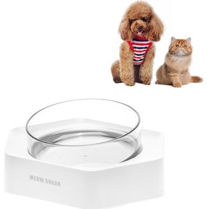 Pet Inclined Mouth Anti-tippen Hond en Cat Plastic Bowl Water Dispenser  Style:Single Bowl (Wit)