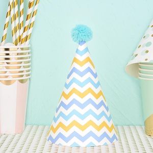 20 PCS Cute Kinderen Bronzing Verjaardag Hoeden Cake Bakken Decoratie Party Hats Blue Ripple