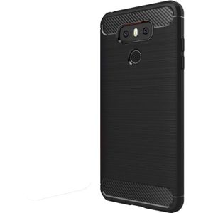 LG G6 schokbestendig Geborsteld koolstofvezel structuur TPU back cover Hoesje (zwart)