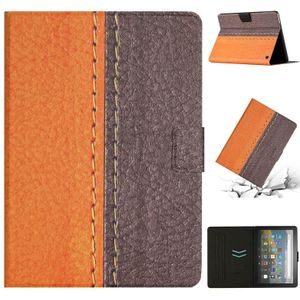 Voor Amazon Kindle Fire HD 10 2021 Stitching Solid Color Smart Leather Tablet Case (Oranje)