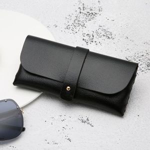 Fashion Portable Bril Case Magnetic PU lederen opvouwbare bril doos voor eyeglass oversized zonnebril (zwart)