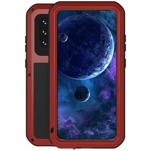 Voor Samsung Galaxy A52 5G / 4G LOVE MEI Metal Shockproof Waterdichte Stofdichte Beschermhoes met Glas (Rood)