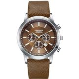 CHRONOS CH0401 drie-oog zes-naald lederen riem sport horloge voor mannen (koffie)