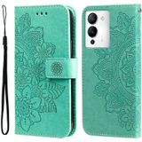 Voor Infinix Note 12 / G96 7-bloemblaadje bloemen relif lederen telefoonhoes