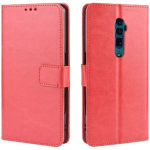 Retro Crazy Horse textuur horizontale Flip lederen case voor OPPO Reno 10x zoom/Reno 5G  met houder & kaartsleuven & fotolijstjes (rood)