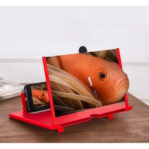 Uittrekkig scherm mobiele telefoon vergrootglas 3D Video Desktop houder van mobiele telefoon  grootte:12 inch (Rood)