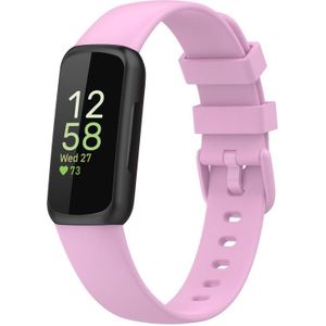 Voor Fitbit Inspire3 Effen kleur siliconen horlogeband  maat: L-maat (lila paars)