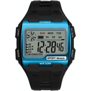 Syneke 9021 Square Sarge Screen Display Lichtgevende Multifunctionele Outdoor Mannen Sport Horloge Digitaal Horloge (Blauw Lake)